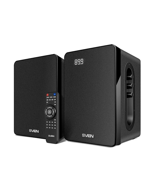 SVEN   SPS-710, чёрный, акустическая система 2.0, мощность 2x20Вт (RMS), FM-тюнер, USB/SD, дисплей