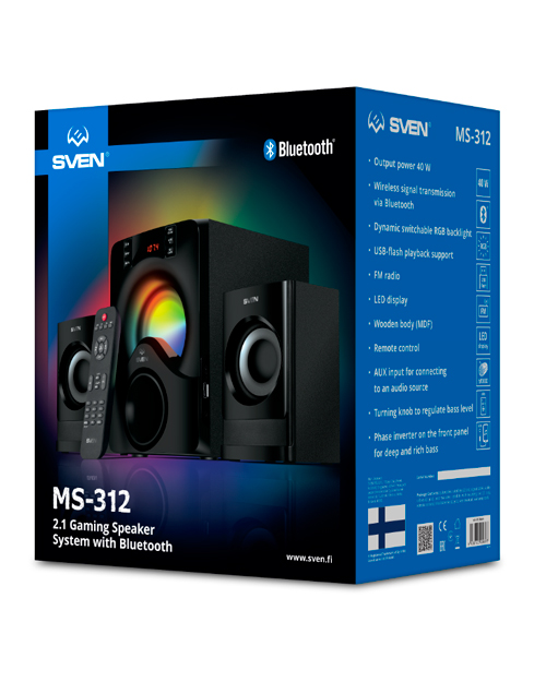 SVEN Колонки MS-312, черный (40W, Bluetooth, FM, USB, Display, RC) - фото 4