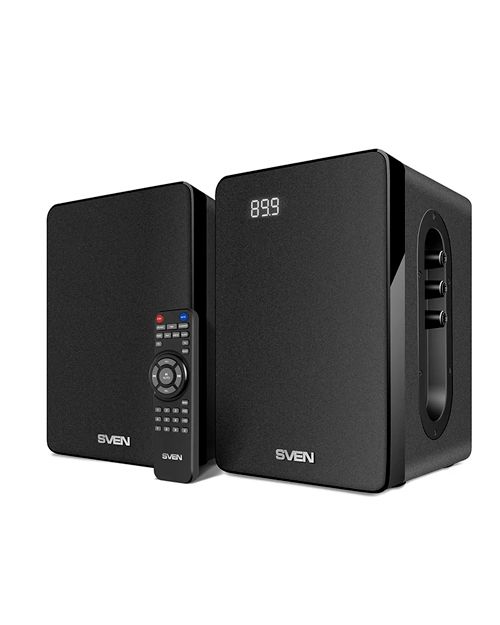 SVEN SPS-710, чёрный, акустическая система 2.0, мощность 2x20Вт (RMS), FM-тюнер, USB/SD, дисплей