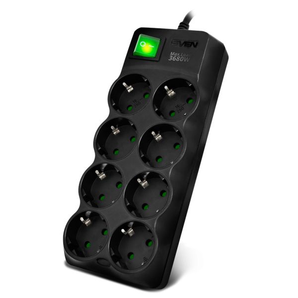 Сетевой фильтр SVEN Surge Protector SF-08E-16 3,0 m (8 sockets) black