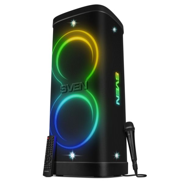 SVEN PS-1250, черный, акустическая система 300W, TWS, IPx4, Bluetooth, FM, USB, microSD, LED-display
