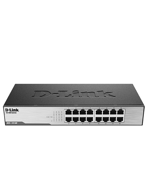 D-Link DES-1016D/H1A Неу-мый комм-тор 16 портов 10/100, с функцией энергосбережения и подде-кой QoS - фото 1