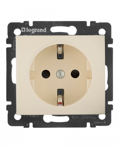 Legrand 695613 Розетка Valena 2К+З. Немецкий стандарт с защитными шторками, слоновая кость - фото 1