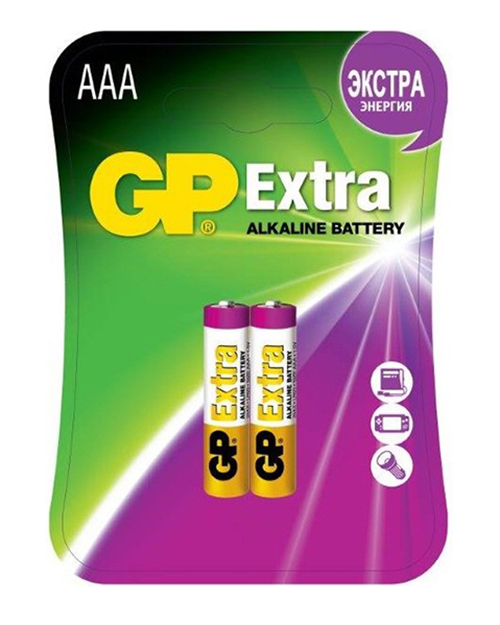 GP  Алкалиновые батарейки  Extra Alkaline 24А AАA - 2 шт. на блистере