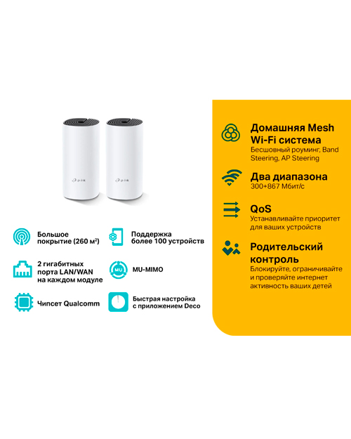 TP-Link Deco M4 Домашняя Mesh Wi-Fi система 2-pack - фото 3