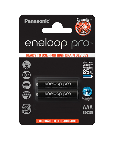 Panasonic  Аккумулятор  Eneloop Pro BK-4HCDE/2BE / 930 mAh AAA BL2