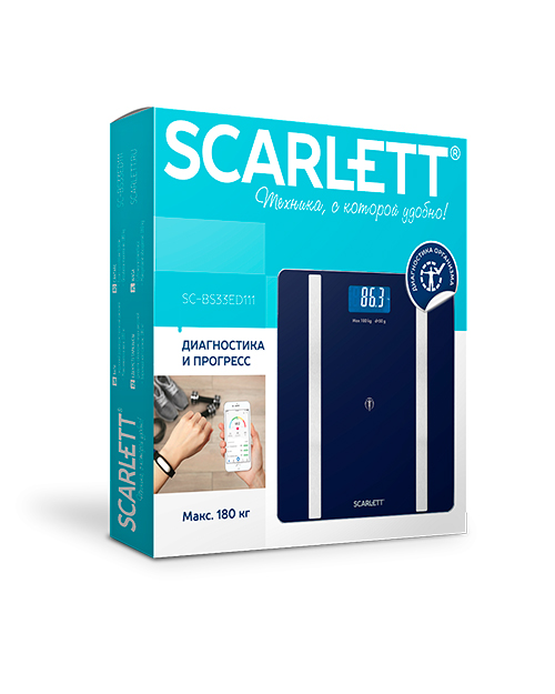 Весы напольные, диагностика с Bluetooth  Scarlett SC-BS33ED111 - фото 2