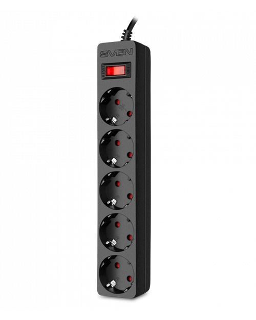 SVEN Сетевой фильтр Surge Protector SF-05E 1,8 m, (5 sockets) black - фото 1