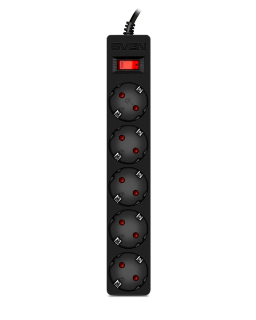 SVEN Сетевой фильтр Surge Protector SF-05E 5,0 m, (5 sockets) black - фото 2