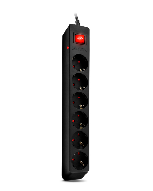 SVEN   Сетевой фильтр Surge Protector Optima 3,0 m (6 sockets) black, color box